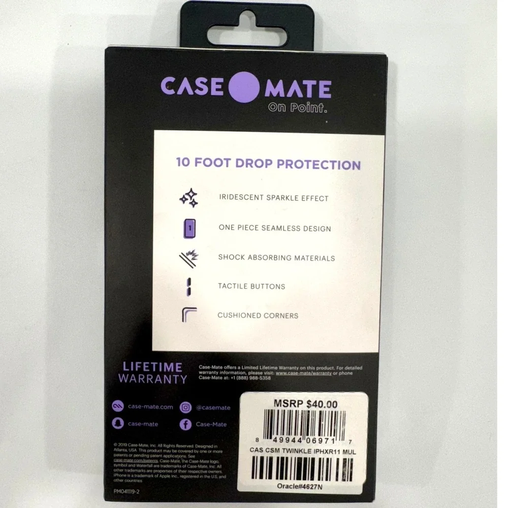 Case Mate Twinkle Stardust iPhone XR iPhone 11 Antimicrobial Drop Protect Case